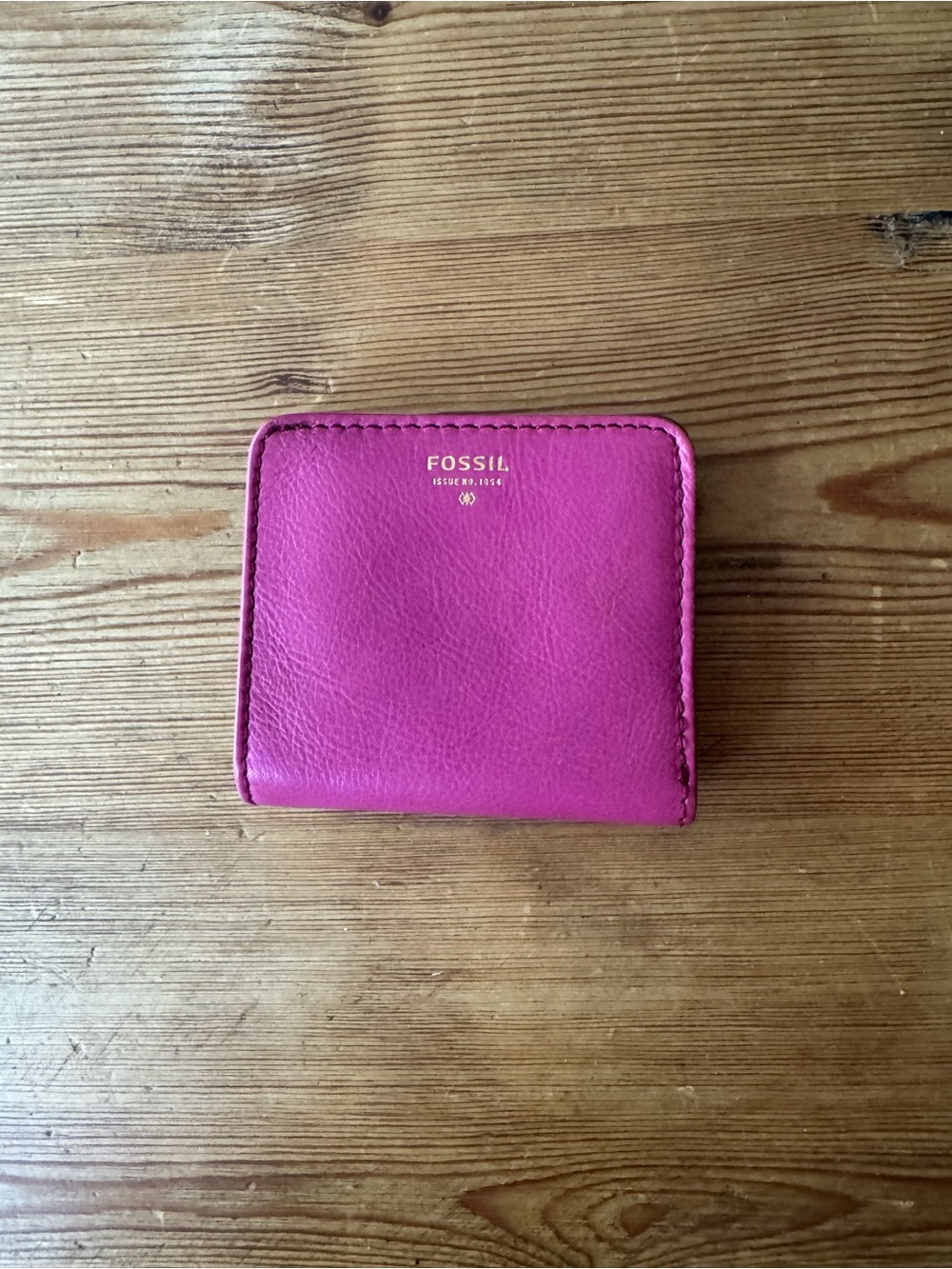 Fossil Bright Pink Leather Compact Wallet